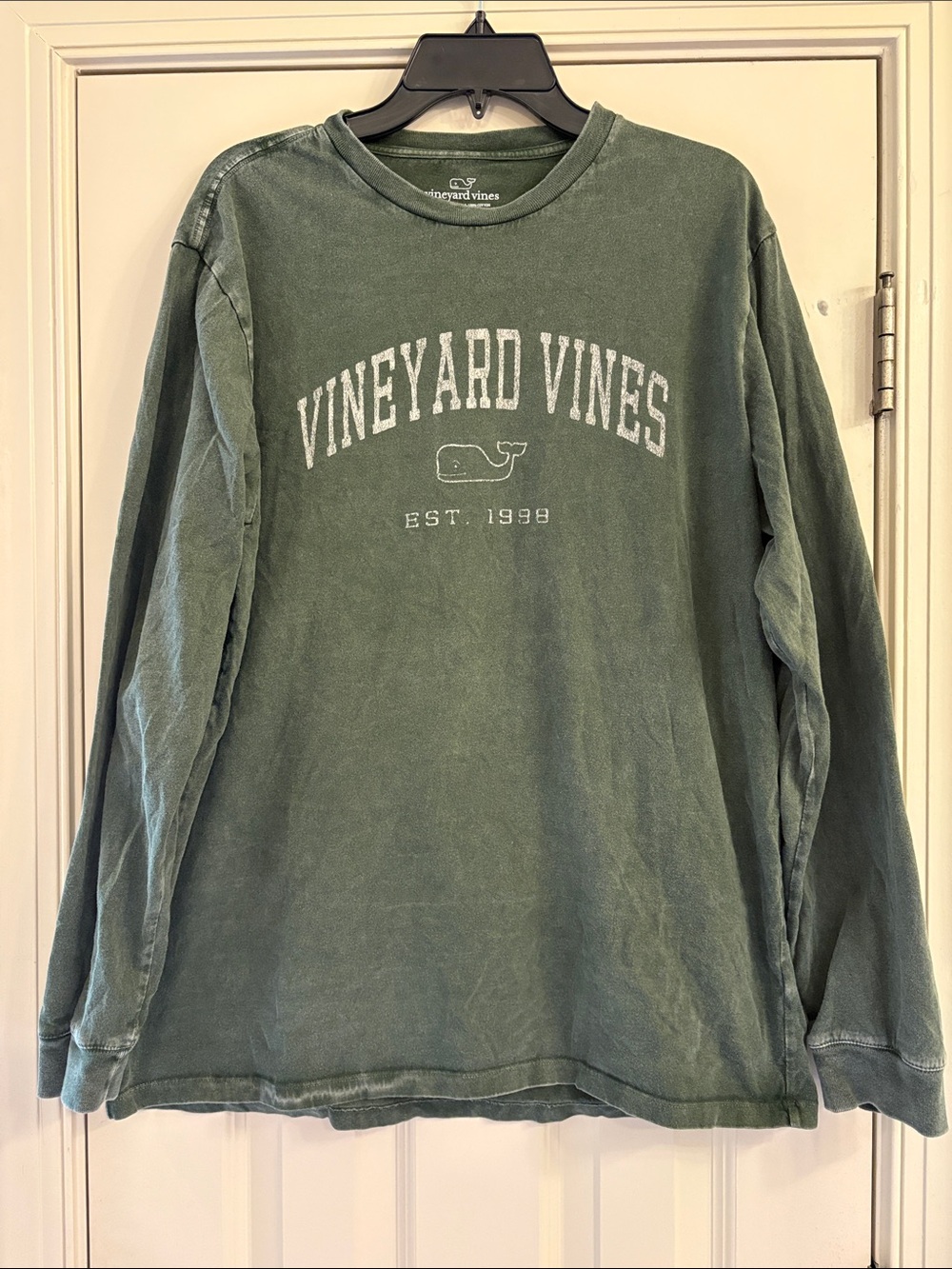 Vineyard Vines Faded Olive Green Long-Sleeve Logo Tee